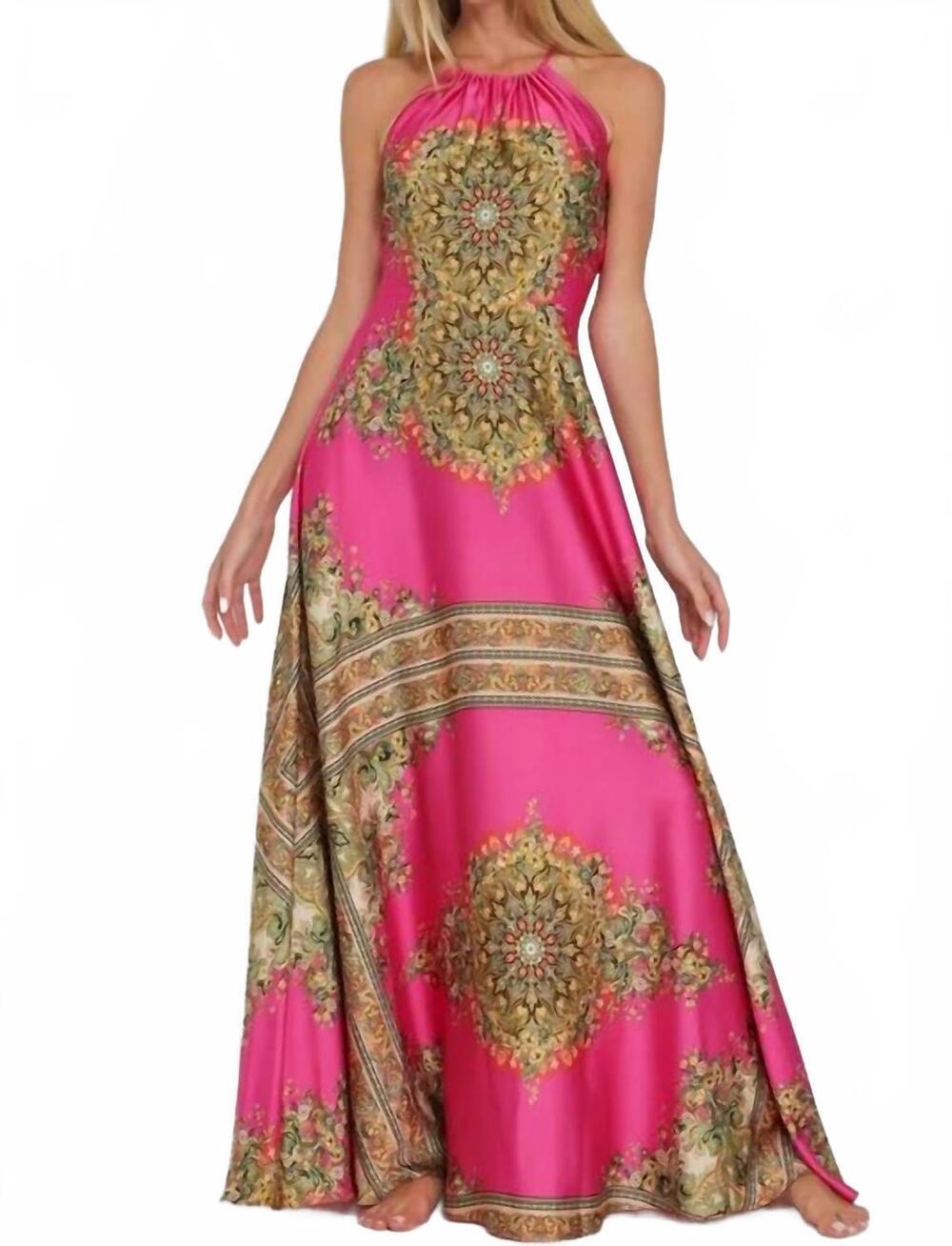 NEW AAKAA sahara jewel maxi dress in fuchsia
